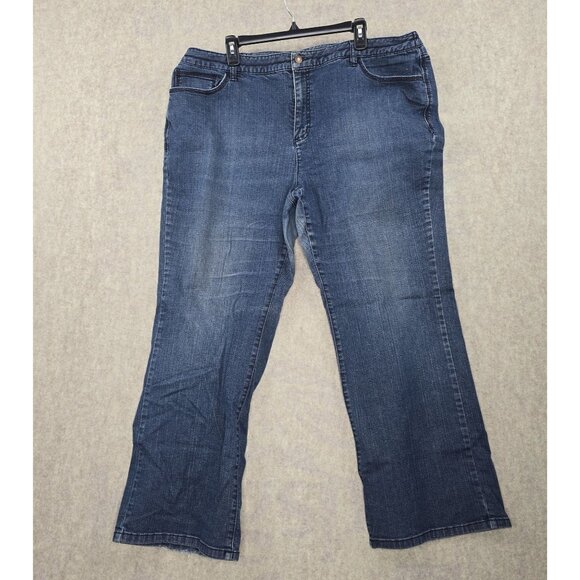 Liz Claiborne Womens Slim Bootcut Jeans Dark Wash Size 22W Cotton Blend Stretch - Picture 1 of 6